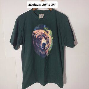 Vintage 2000 Alore Bear "Dont Mess with Me!" Green Medium T-Shirt Single Stitch